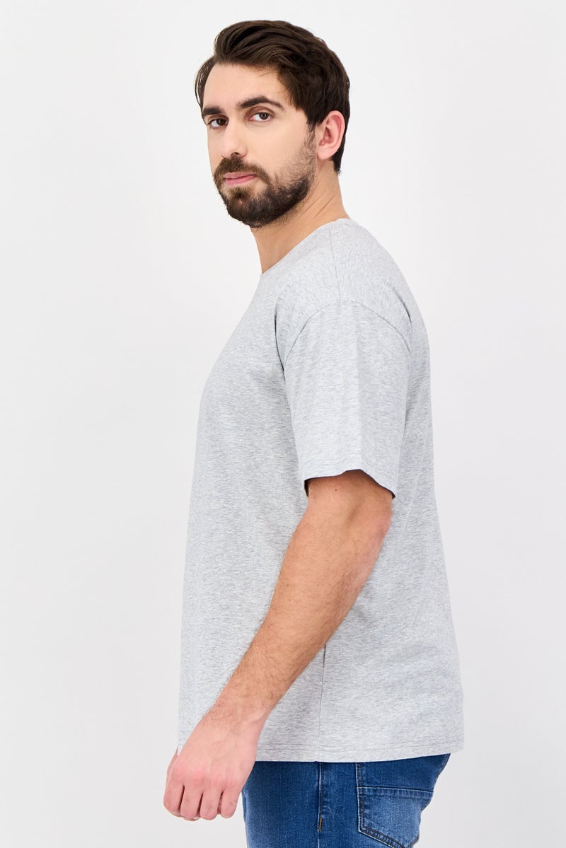 Fudo Men Crew Neck Heather Short Sleeve T-Shirt, Grey - Image 2